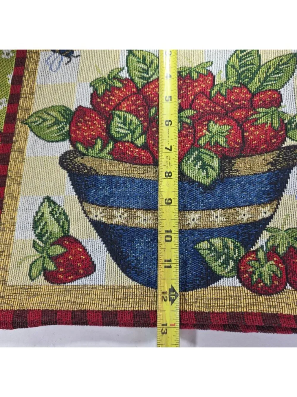 Strawberry Bumblebee Woven Placemats Set Of 2 Farmhouse Cottagecore Table Linen